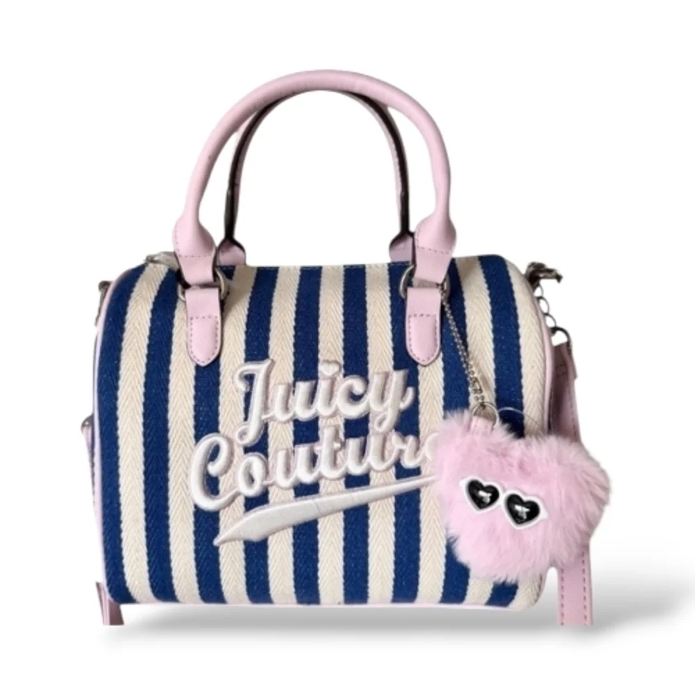 Nwt Juicy Couture Pink and Blue Stripes Satchel